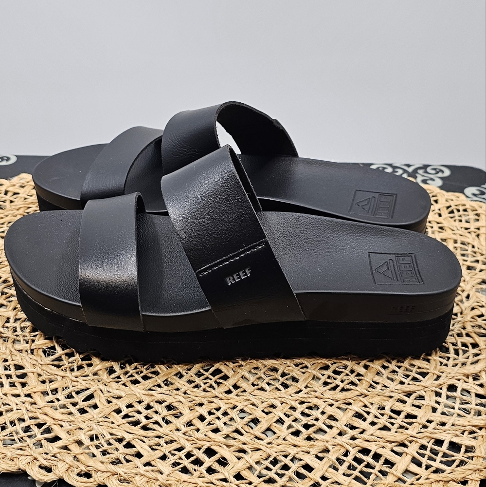 Reef Women’s Black Double-Strap Platform Slide Sandals - Picture 3 of 9